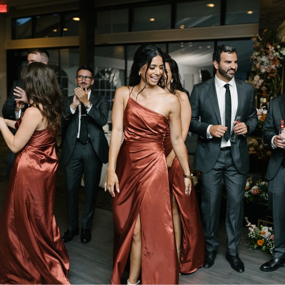 Galina Signature charmeuse draped one-shoulder dress - Picture 3 of 4